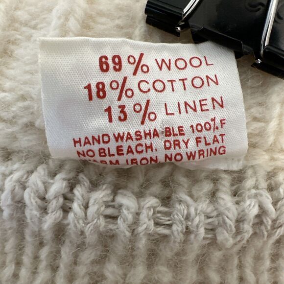 Vintage Cyril Cullen Irish Wool Button Fisherman Cardigan Sweater Ivory Size L - Picture 9 of 9